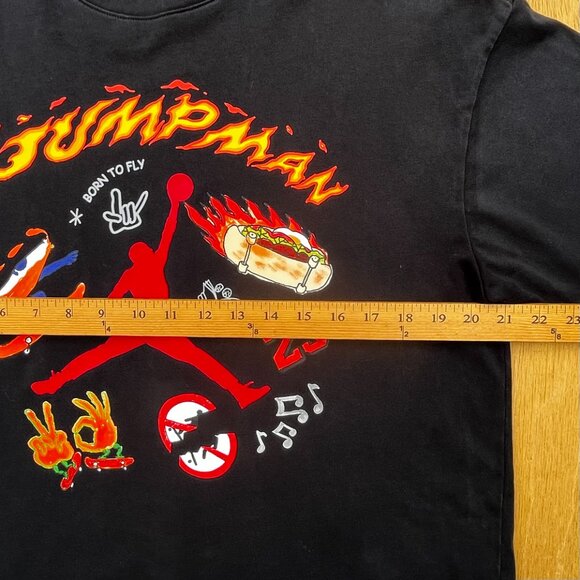 AIR JORDAN FIRE JUMP MAN BORN TO FLY GRAPHIC TEE SHIRT Men’s sz S Oversized Fit - Picture 8 of 9